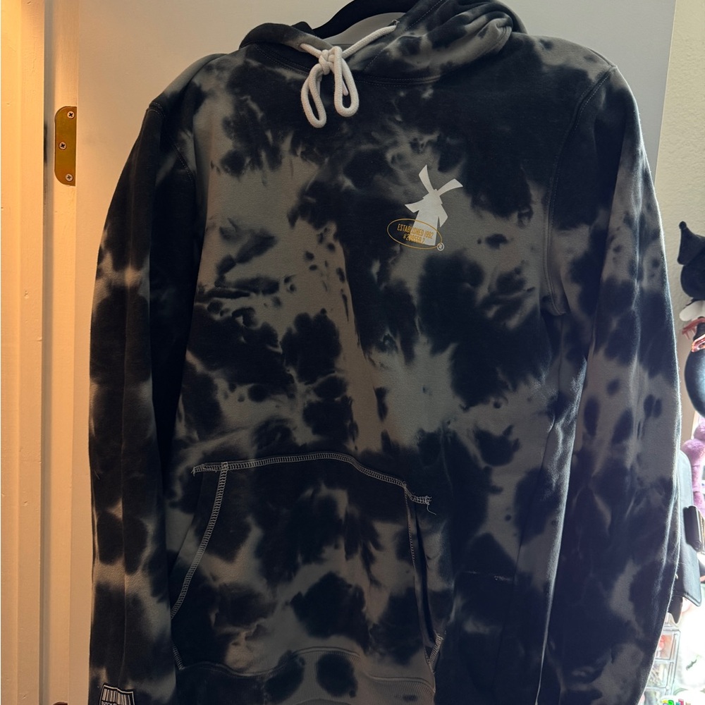 Dutch Bros Coffee Tie-Dye Hoodie | Gray & Black Graphic | Unisex